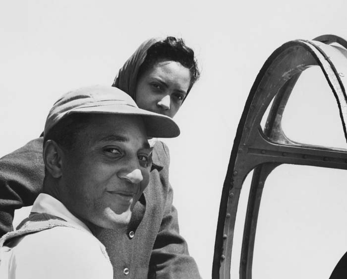 Image of Clarence and LaVerna Oliphant in plane, Seattle, circa 1950