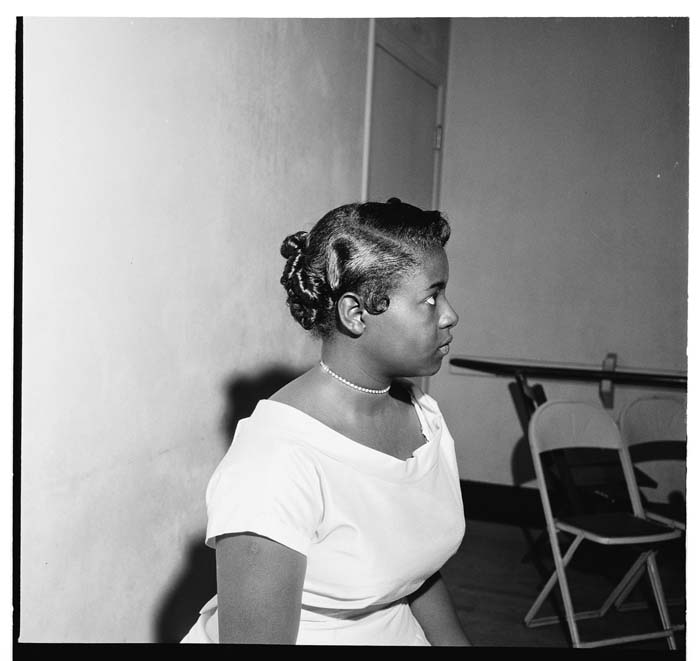 Image of Marie Edwards Beauty School hairstyle model, circa 1955