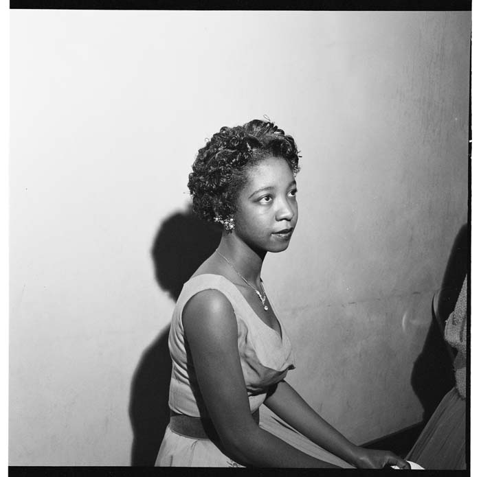 Image of Marie Edwards Beauty School hairstyle model, circa 1955