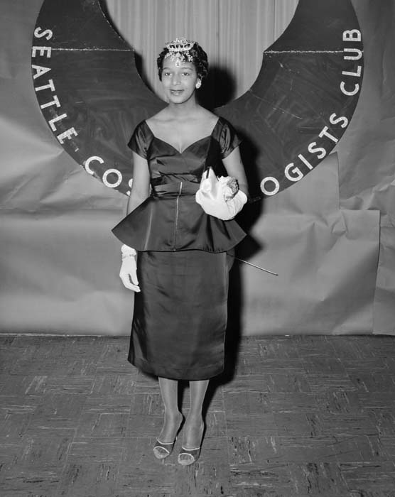 Image of Pat Tolliver at Cosmetologists Club event, Seattle, circa 1962