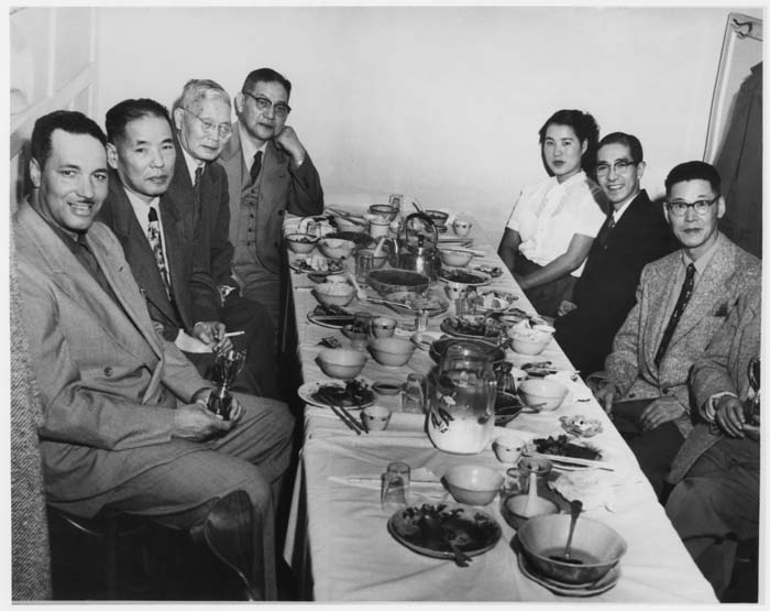Image of Kohga Photographic Society at the Maneki Café, Seattle, circa 1949
