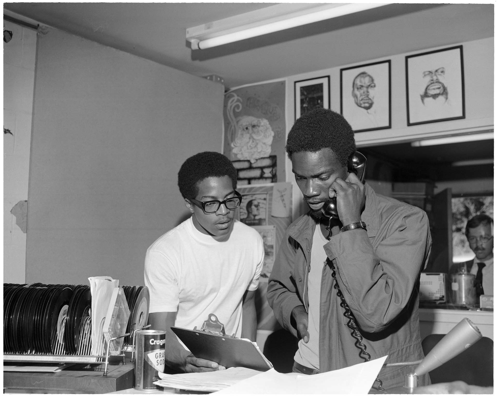 Image of A. Frank Williams and Bob Davis at KYAC radio station, July 24, 1969