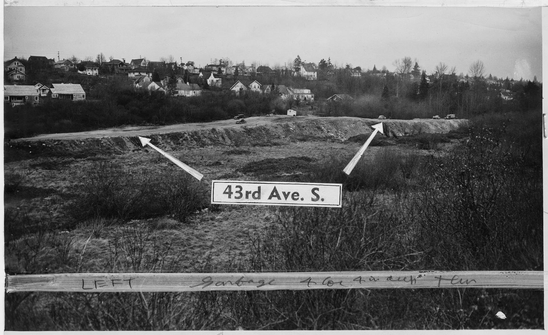 Image of View of sanitary landfill on 43rd. Ave. S. looking west, Seattle, December 1942