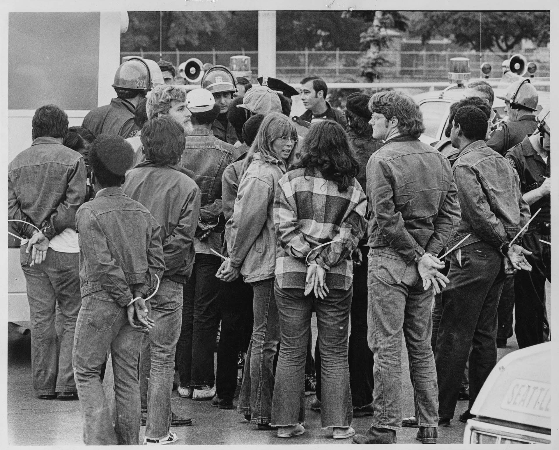 Image of UCWA protesters arrested after entering SCCC construction site, June 22, 1972