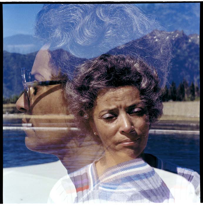 Image of Double exposure of Izzy Smith at Lake Cushman, WA, circa 1970