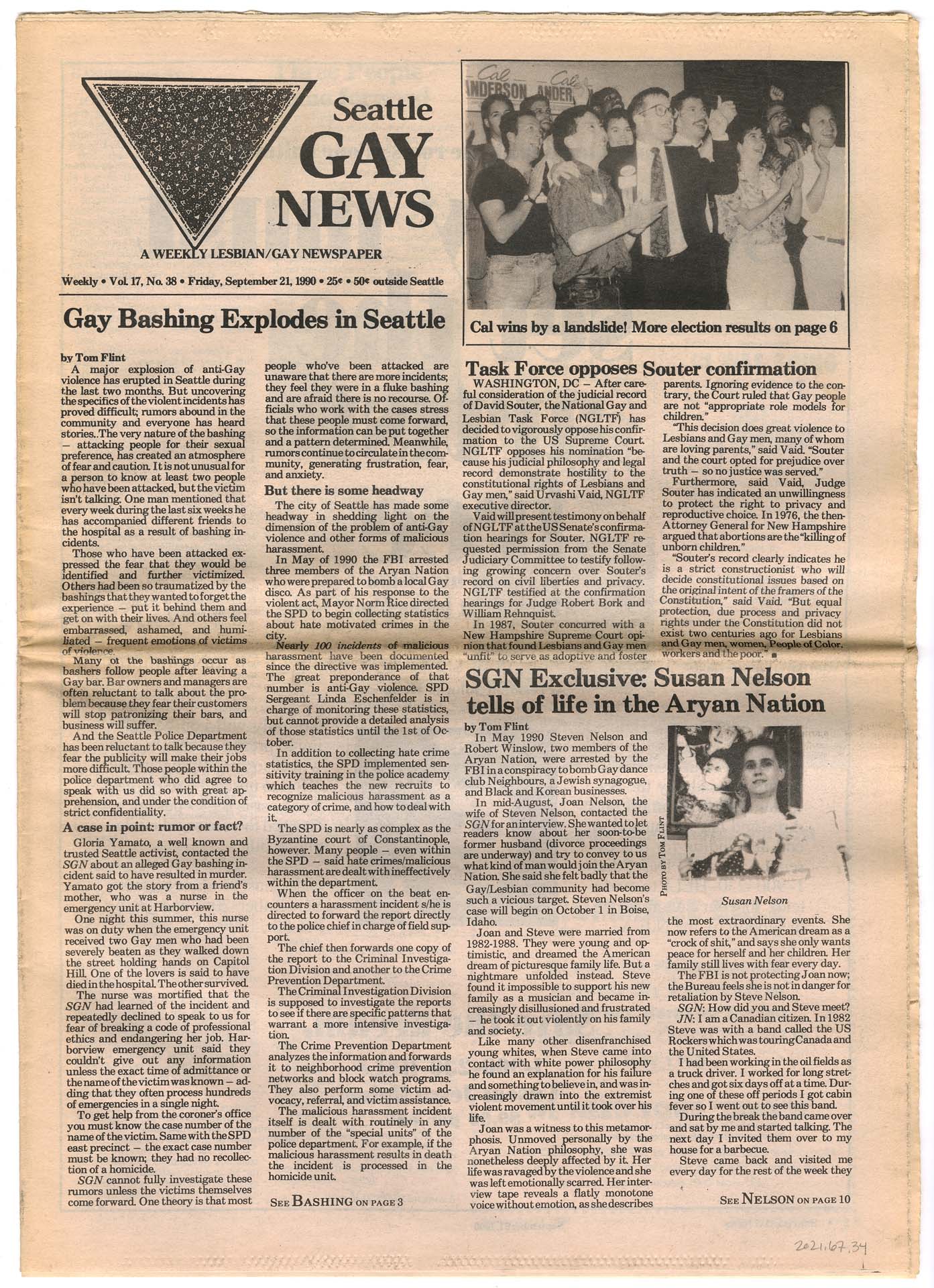 Image of Seattle Gay News, Vol. 17, No. 38, September 21, 1990