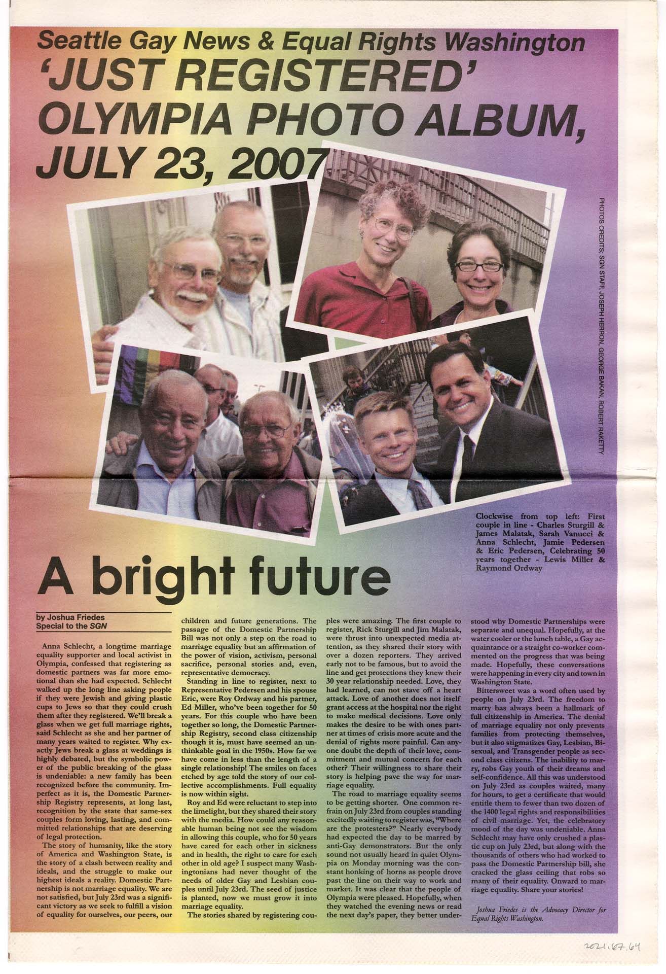 Image of Seattle Gay News special issue, July 23, 2007