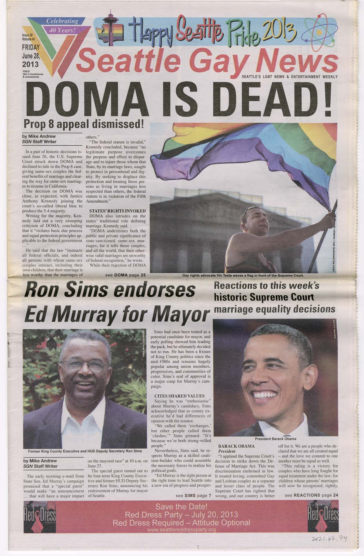 Image of Seattle Gay News, Vol. 41, No. 26, June 28, 2013