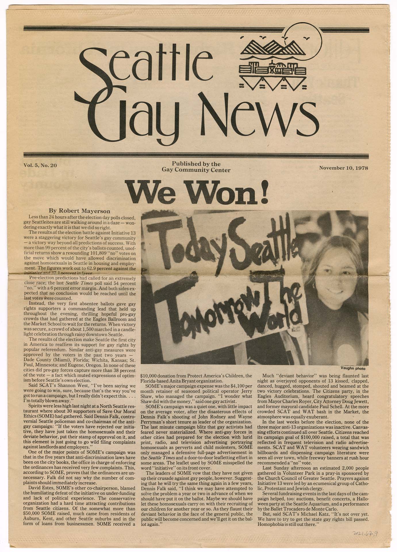 Image of Seattle Gay News, Vol. 5, No. 20, November 10, 1978