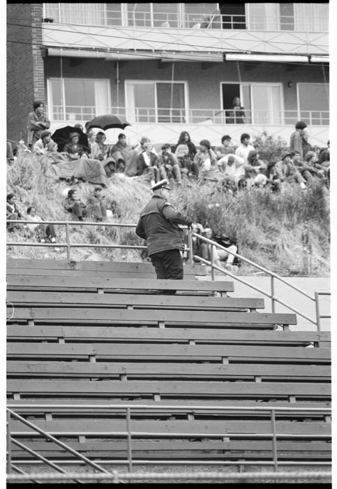 Image of Security guard and crowd at Jimi Hendrix concert, Seattle, July 26, 1970
