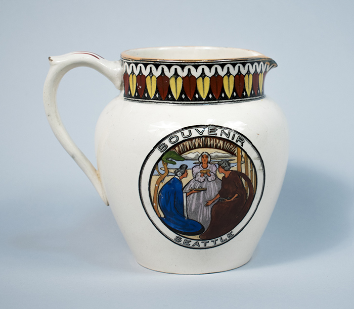 Image of Alaska-Yukon-Pacific Exposition (AYPE) souvenir pitcher made for The Bon Marché, 1909