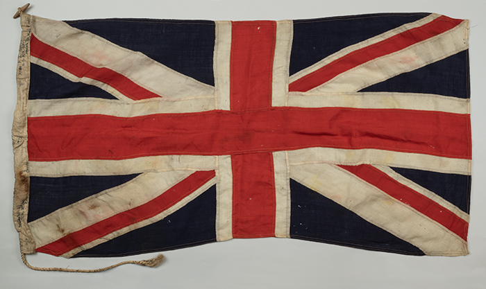 Image of British flag presented to pilot Major Frederick L. Martin on the first Round the World flight, 1924