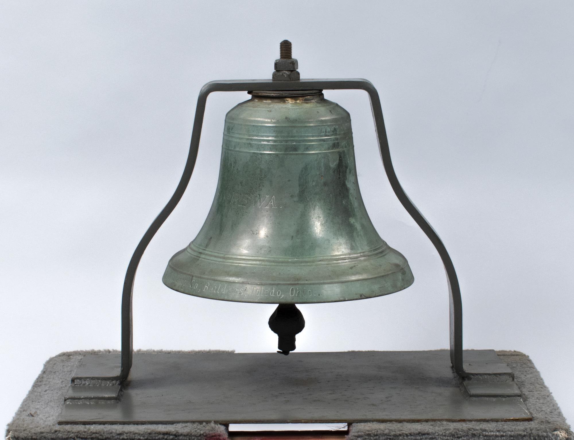 Image of Ship's bell from the ferry CHIPPEWA, ca. 1905