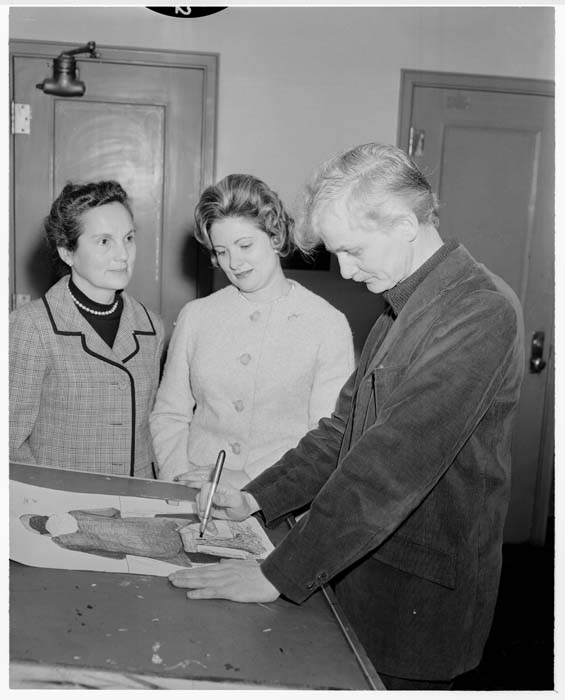 Image of William Cumming with Anna Gerber and Ina Willner, Seattle, 1961