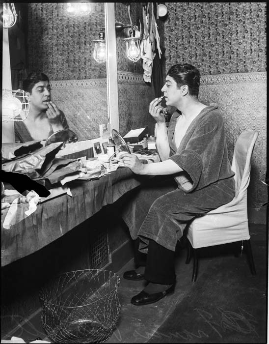 Image of Francis Renault in dressing room at Pantages Theatre, Seattle, January 17, 1927