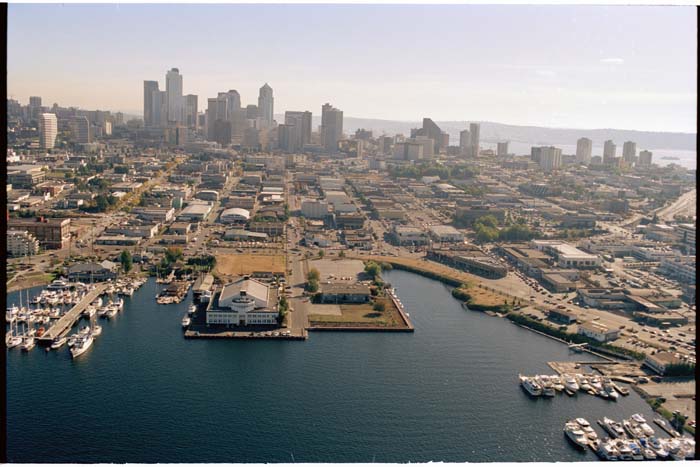 Image of Aerial view of South Lake Union neighborhood looking south, September 28, 1993