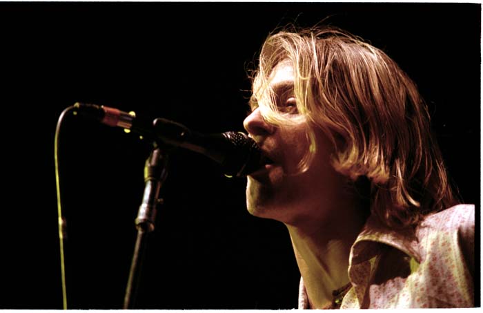 Kurt Cobain on stage during Nirvana concert, Seattle Center Kurt Cobain on stage during Nirvana concert, Seattle Center