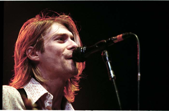 Kurt Cobain on stage during Nirvana concert, Seattle Center