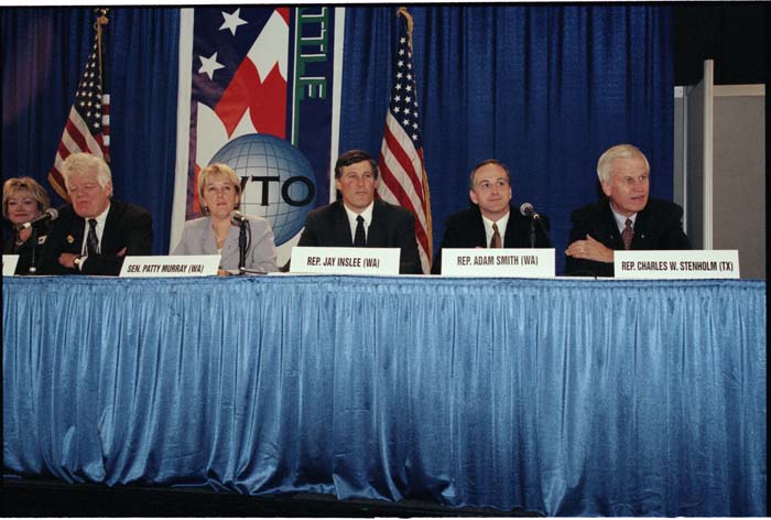 Image of U.S. delegates at WTO conference, Seattle, December 3, 1999