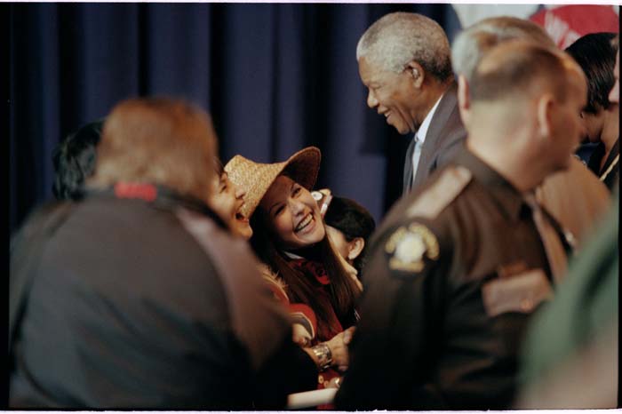 Image of Teresa Ryan with Nelson Mandela, Seattle, December 8, 1999