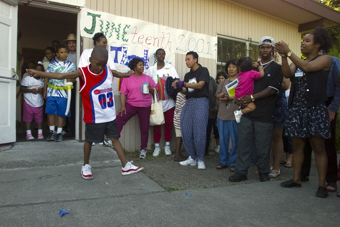 Image of Boy dancing at Juneteenth celebration, Seattle, June 19, 2001