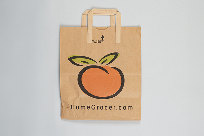 Image of Homegrocer.com shopping bag, ca. 1999