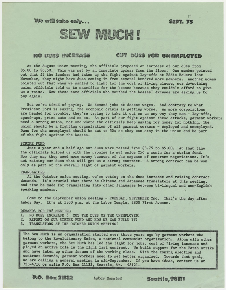 Image of We will take only...Sew Much! newsletter, September 1975