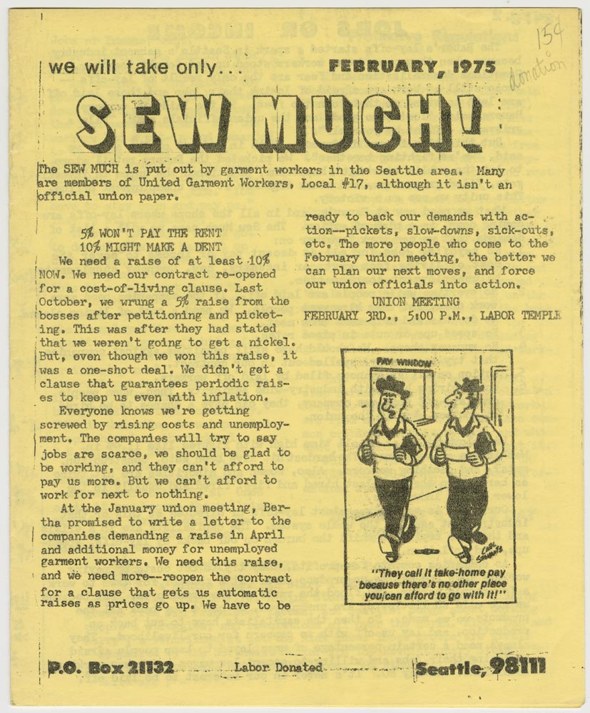 Image of We will take only...Sew Much! newsletter, February 1975