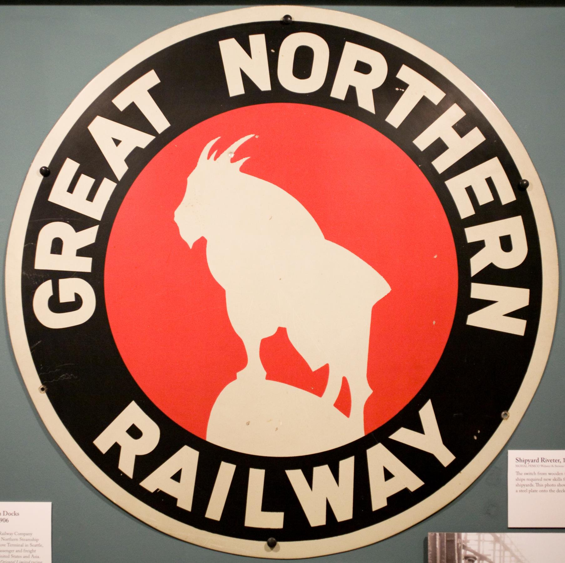 Image of Great Northern Railway sign, ca. 1936