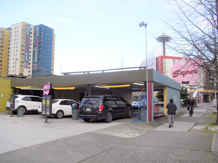 Image of Elephant Super Car Wash, Battery Street and Denny Way, Seattle, April 2017