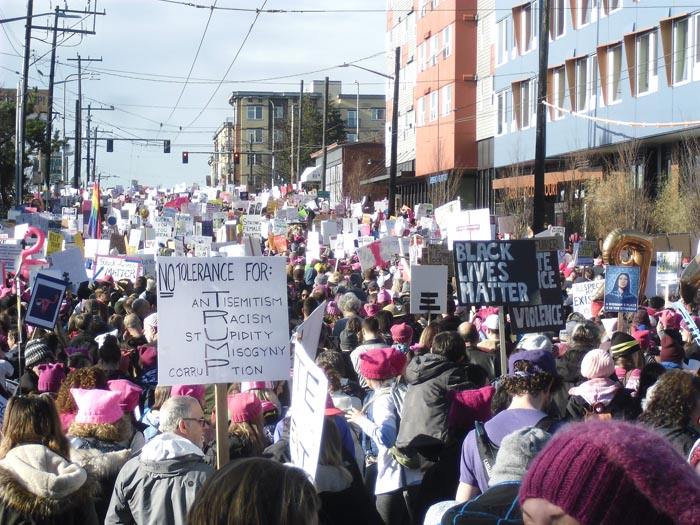 Image of Crowd at 20th and Jackson during Women's March on Seattle, January 21, 2017