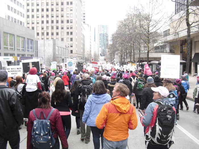 Image of Crowd on 4th Avenue, Women's  March on Seattle, January 21, 2017