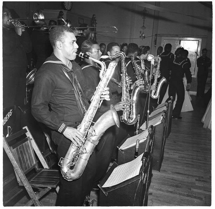 Image of Saxophone section of Jive Bombers, Seattle, circa 1944