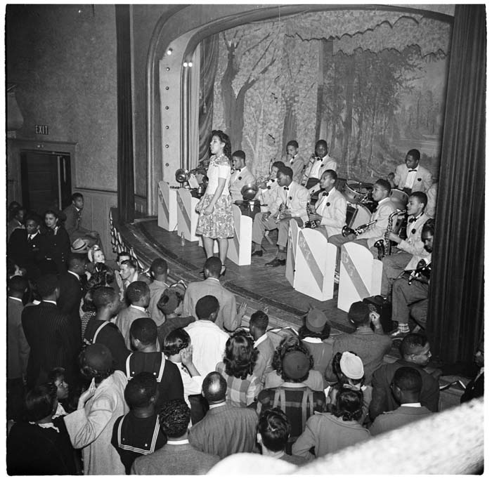 Image of Billy Tolles band with woman singing, Seattle, circa 1952