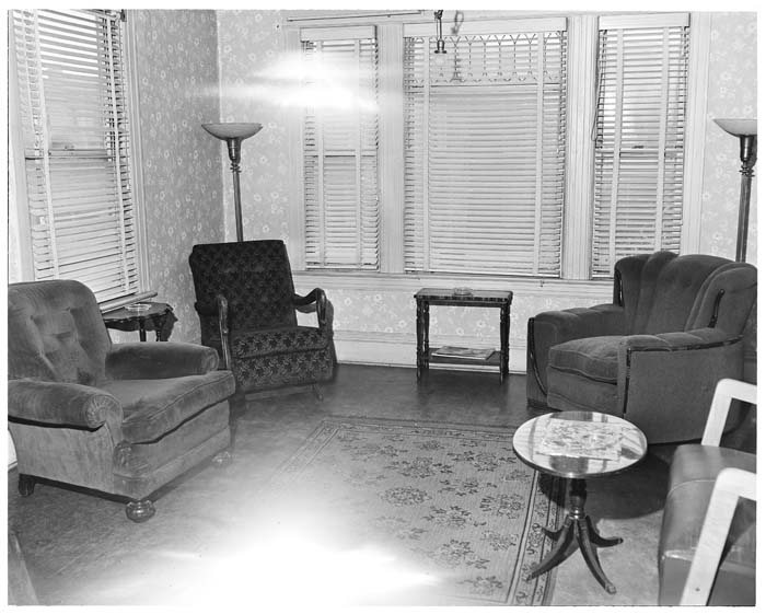 Image of Armchairs in a living room, Seattle,  circa 1950