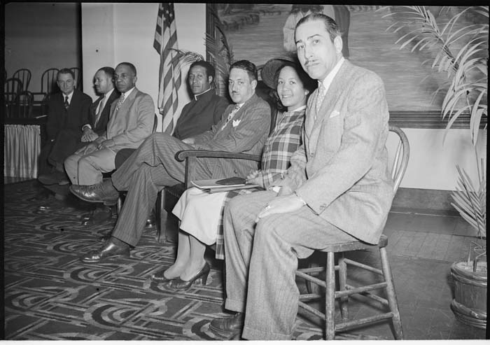 Image of Thurgood Marshall with NAACP members at  Mount Zion Baptist Church, Seattle, 1947