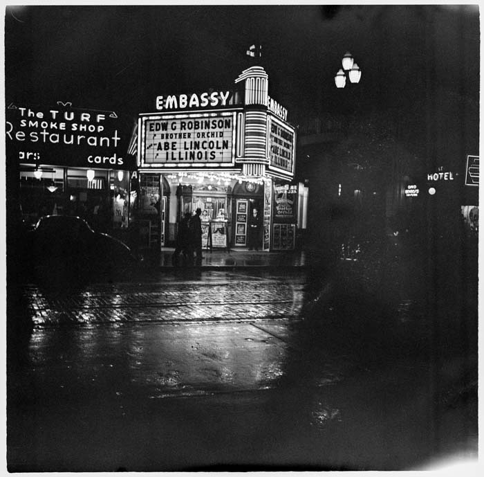 Image of Embassy Theatre at night, Seattle,1940