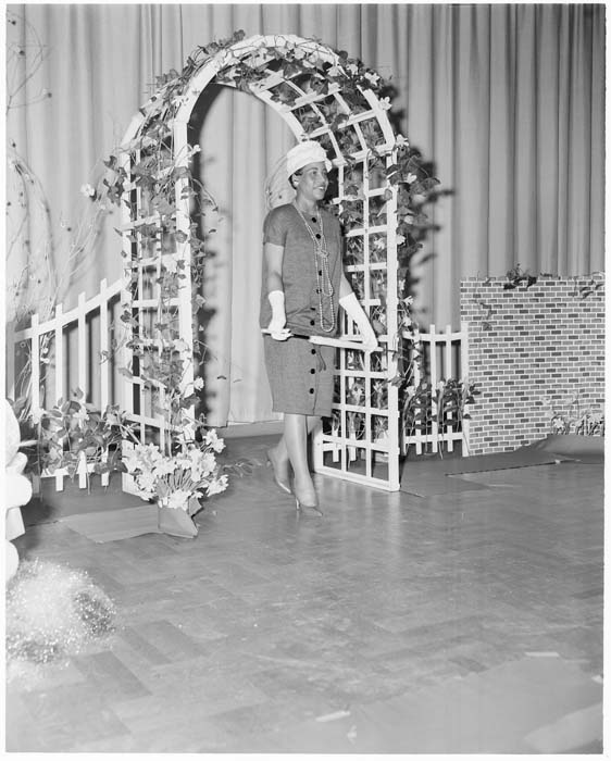 Image of Model at Easter fashion show, Seattle,  circa 1953