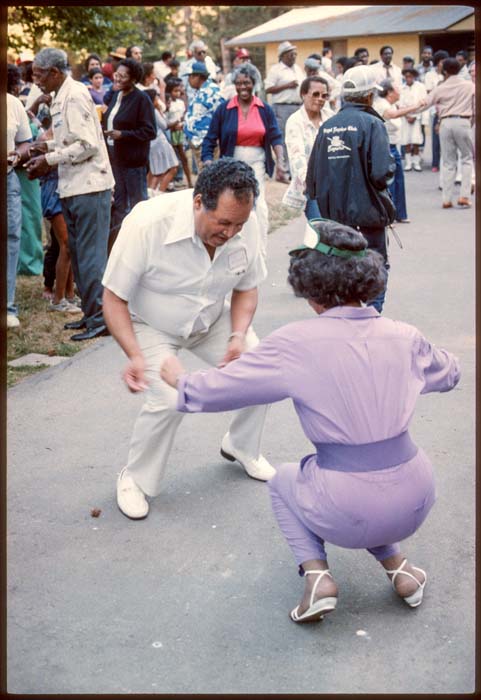 Image of Don Alexander and Charlena Mace dancing at ROOTS Family Picnic, Seattle, 1984
