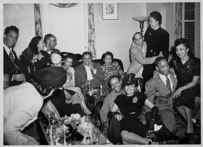 Image of Guests at a house party, circa 1945