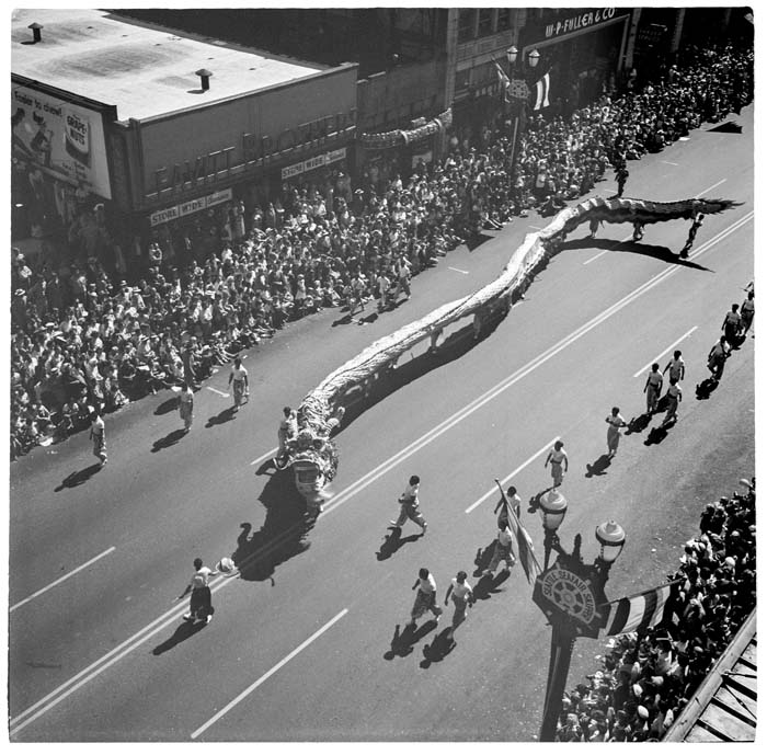 Image of Chinese Dragon Dancers in the Seafair International Parade, August 5, 1952