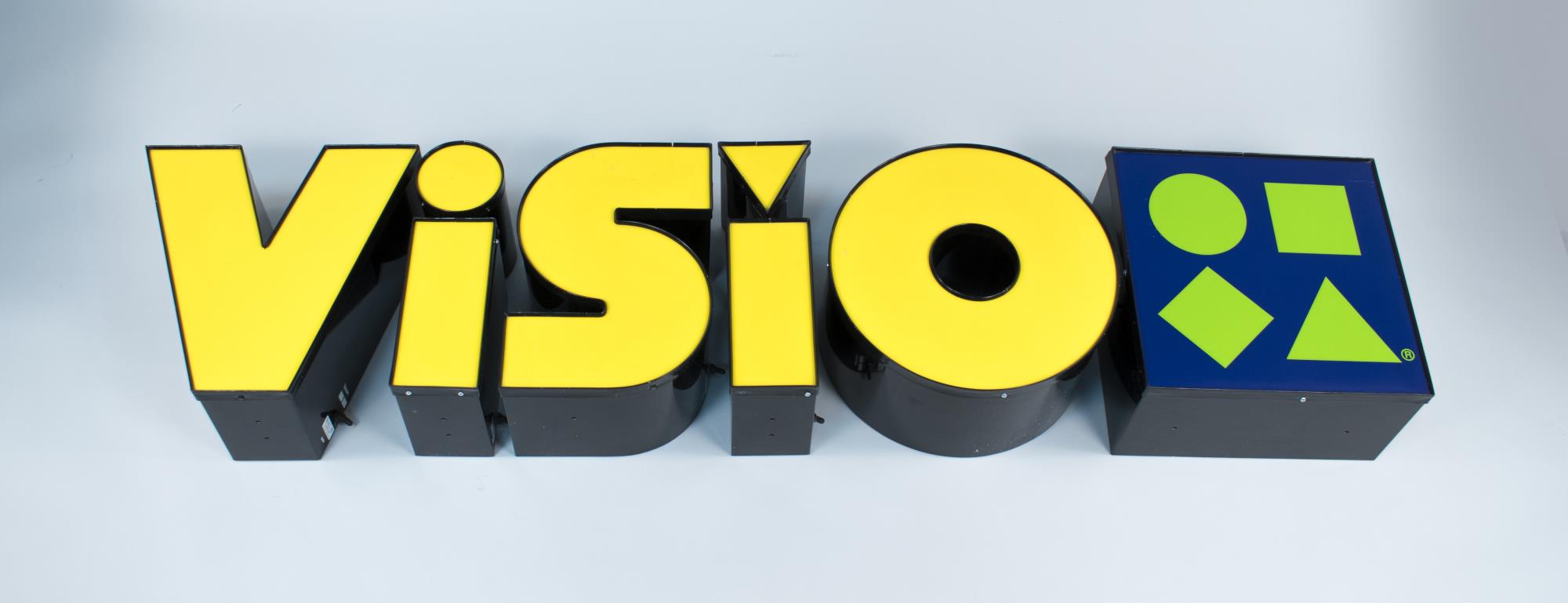 Image of Visio software company neon-lighted building sign, ca. 1995