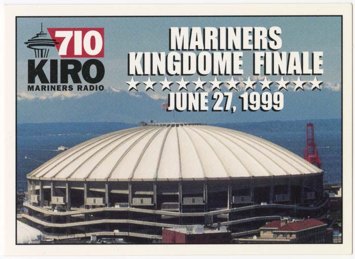 Image of Commemorative card for last Mariners game at the Kingdome, June 27, 1999