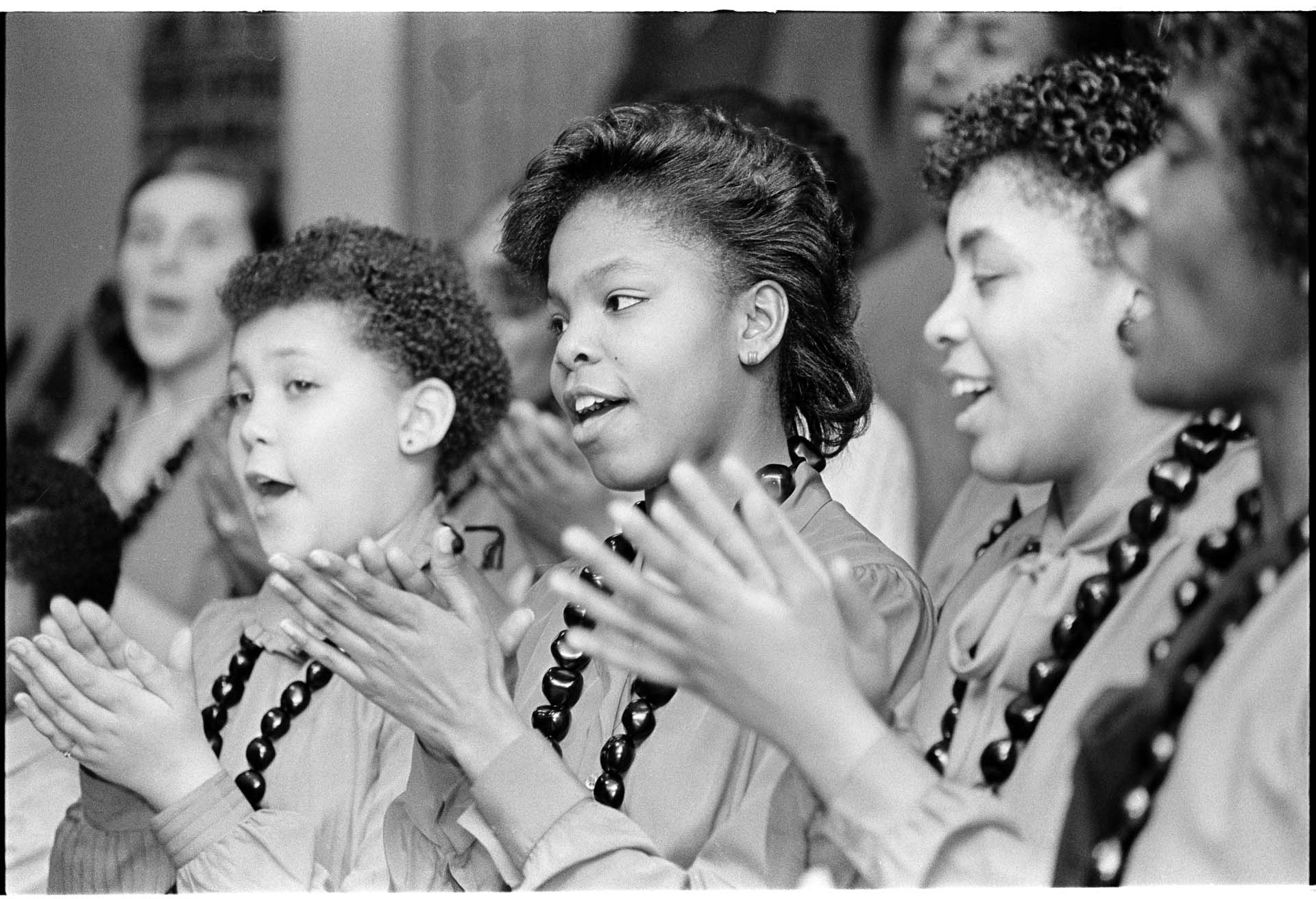 Image of Total Experience Choir performing at Mount Zion Baptist Church, Seattle, February 22, 1987