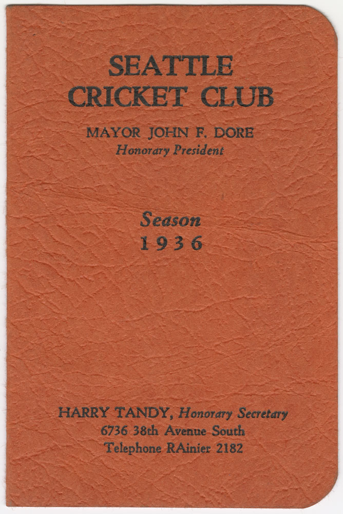 Image of Seattle Cricket Club schedule, 1936