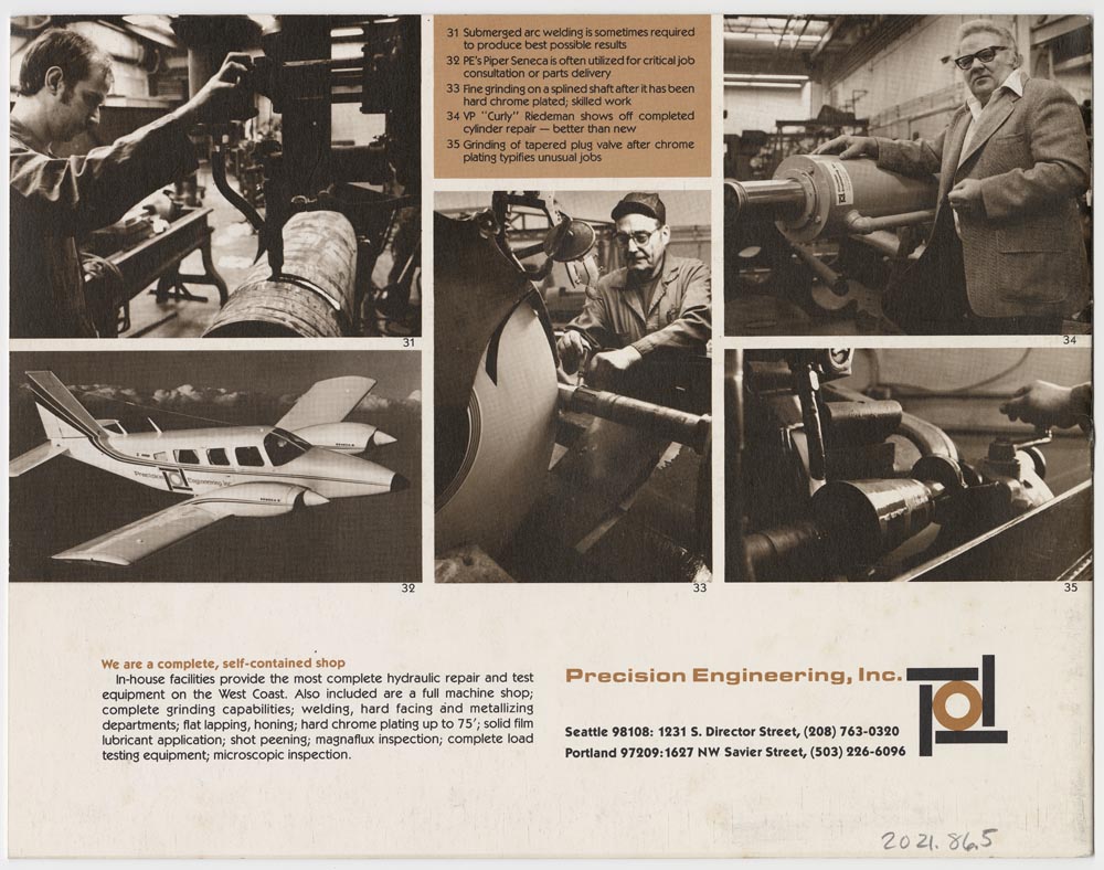 Image of Precision Engineering, Inc. brochure, Seattle, circa 1978