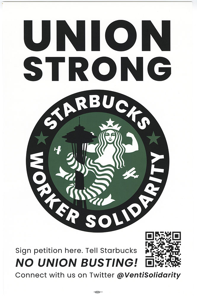Image of Union Strong Starbucks Worker Solidarity poster, 2022