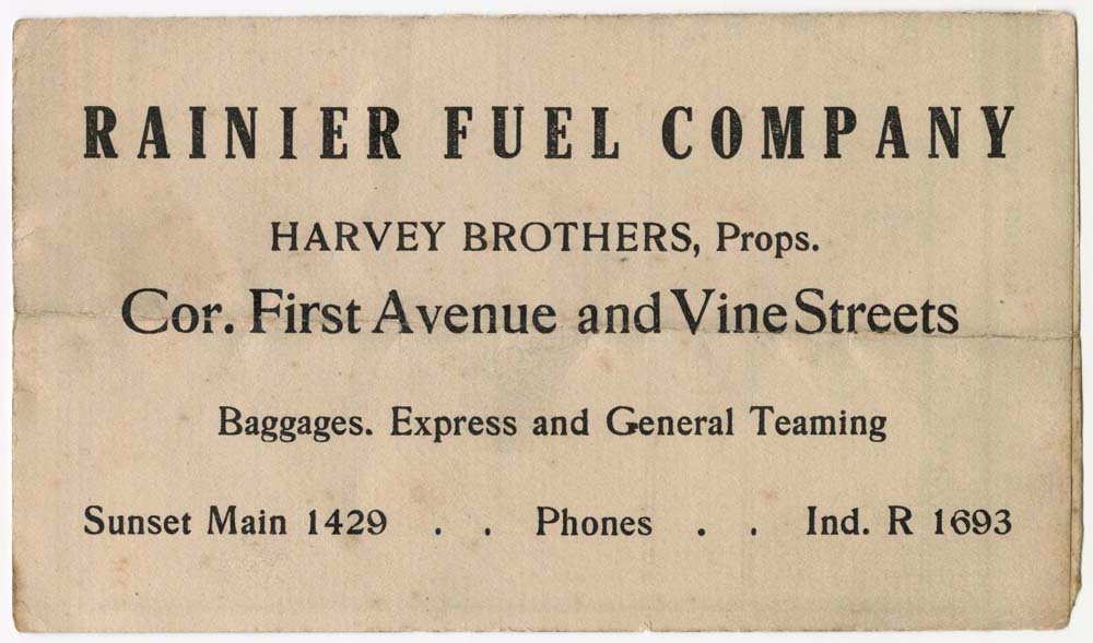 Image of Rainier Fuel Company advertising card, circa 1904
