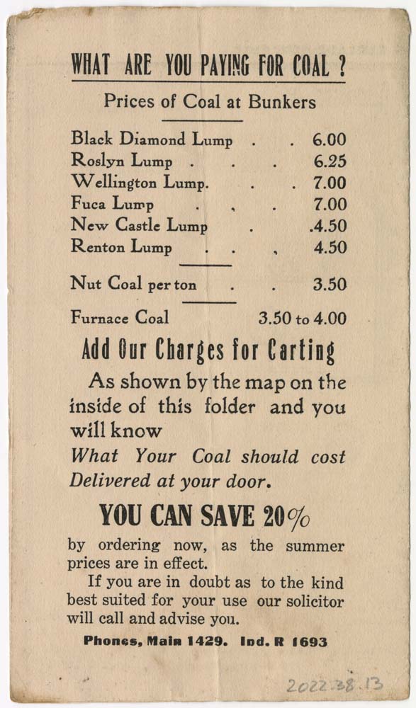 Image of Rainier Fuel Company advertising card, circa 1904