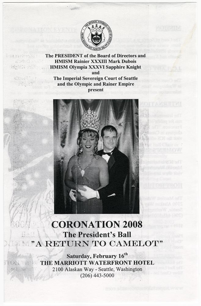 Image of Imperial Sovereign Court of Seattle Coronation 2008 brochure